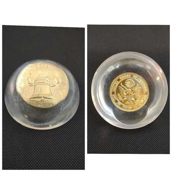 Liberty Bell Eagle Coin Vintage Paperweight Lucite Resin - Picture 16 of 16